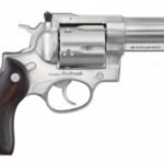 Ruger Redhawk Satin .45 ACP / .45 Colt 4.2" Barrel 6-Rounds - 6 Rounds | 4.2" Barrel | Wood Grips | Stainless/Silver | 3-Dot Sights